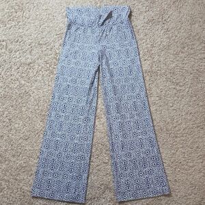 Helen Jon Blue Geometric Wide Leg Pants